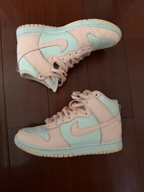 Nike Women's High-Top Dunk Sneakers in Pastel Pink & White